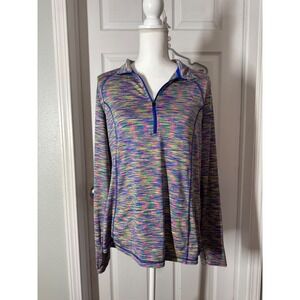 Xersion Multicolor Space Dye Quarter-Zip Pullover (Size L)